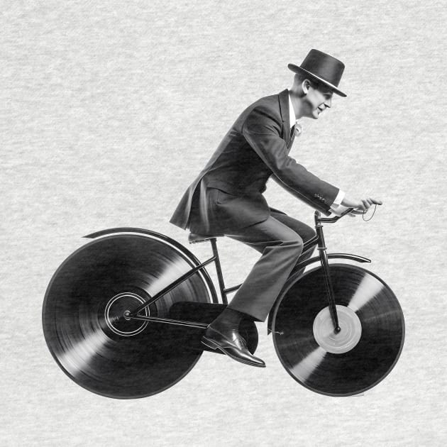 Music Man on a vinyl records bike by Acid_rain